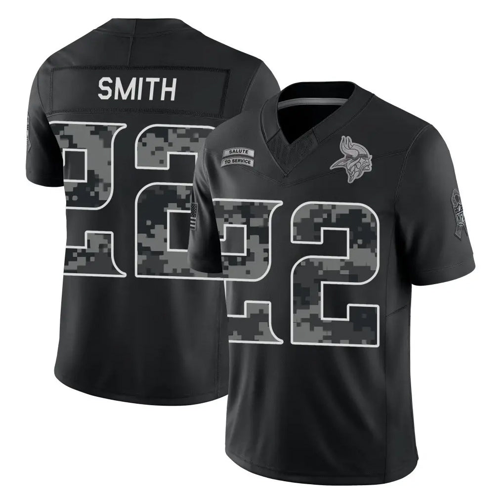 MN.Vikings #22 Harrison Smith Player Black Limited 2026 Salute to Service Home Game Cooneas Stitched Jerseys