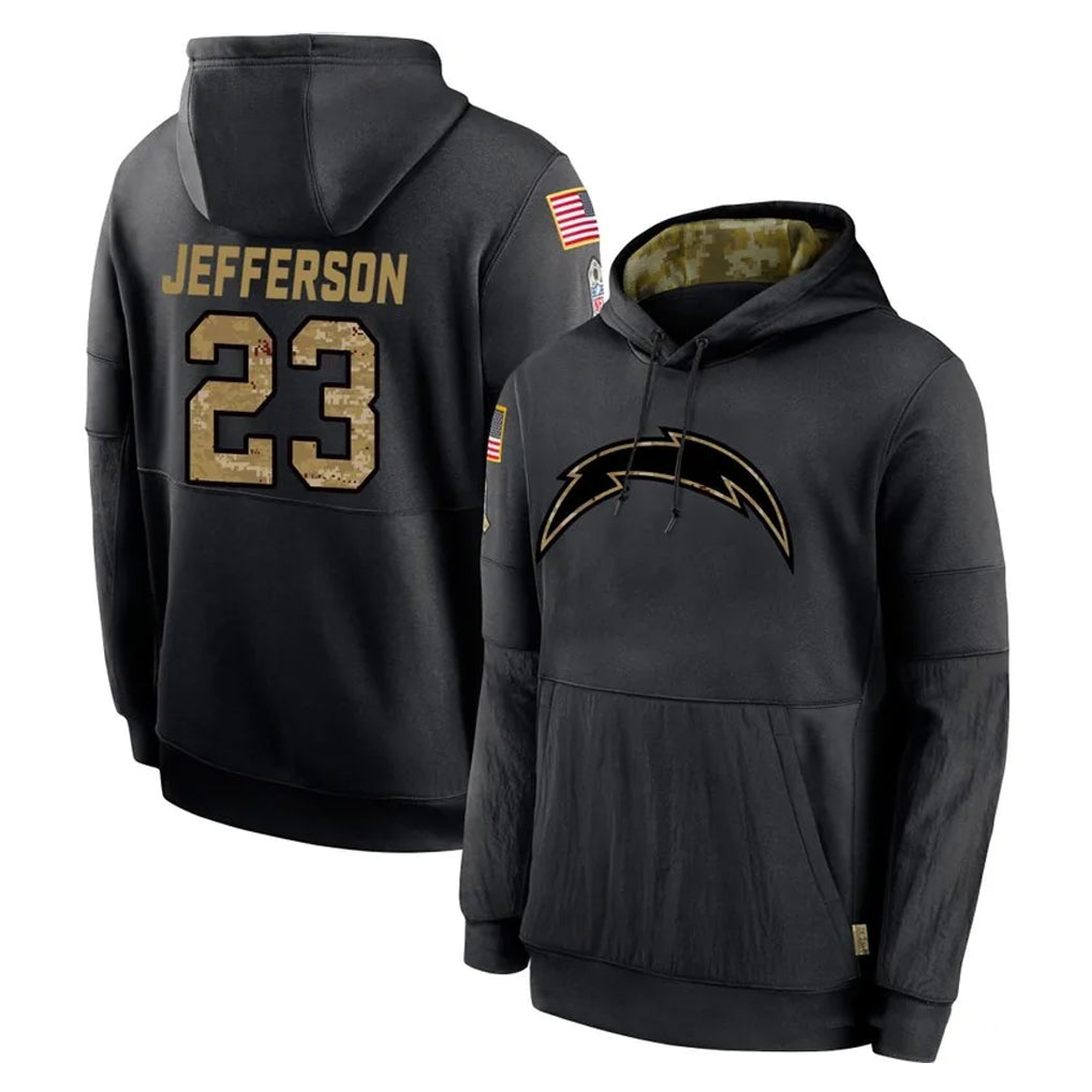 LA.Chargers #23 Tony Jefferson Player Black Salute to Service Hoodies Limited Game Stitched Jerseys