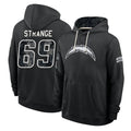 LA.Chargers #69 Cole Strange Player 2026 Black Logo Pullover Hoodies Limited Game Stitched Jerseys