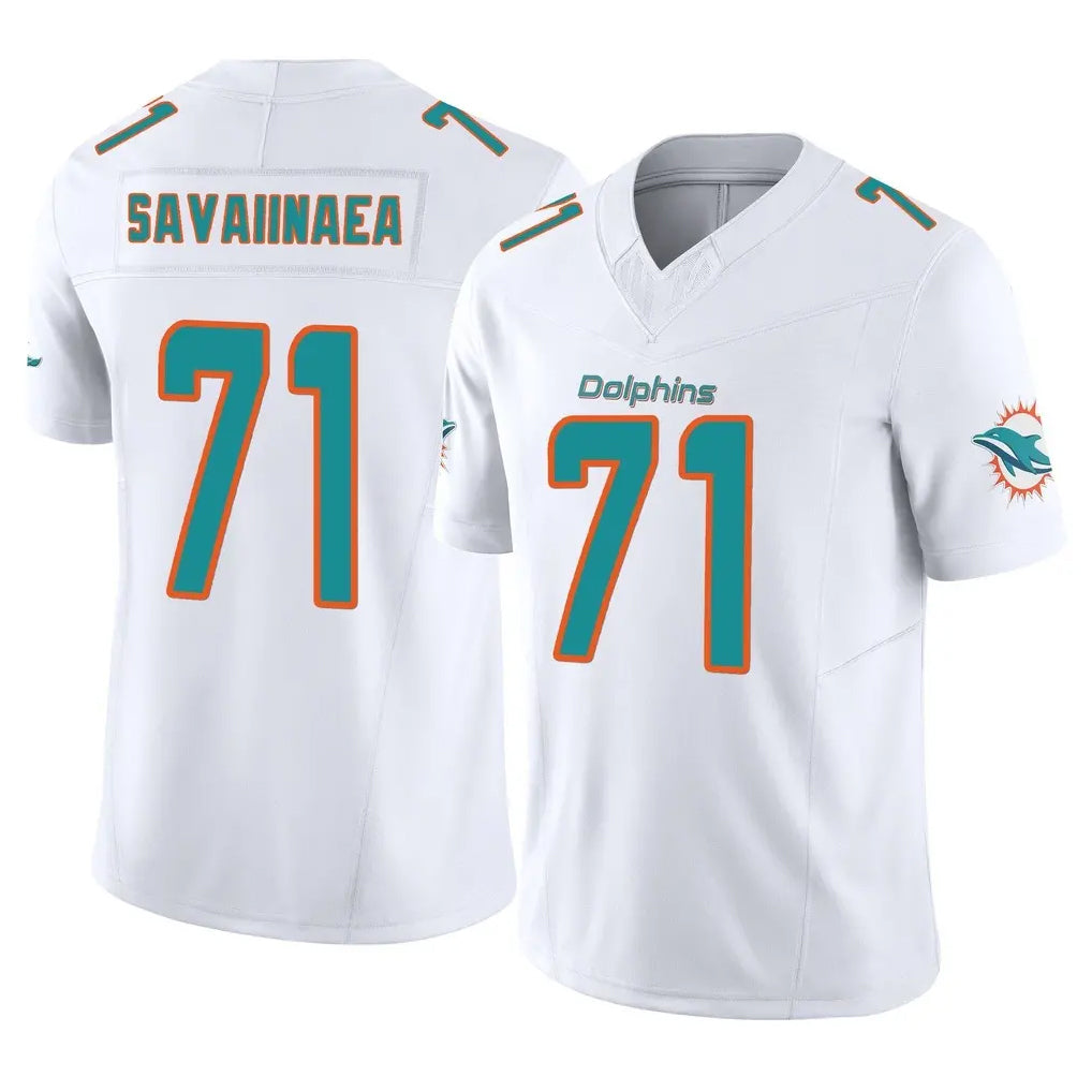 M.Dolphins #71 Jonah Savaiinaea Player White Limited Vapor F.U.S.E. Home Game Cooneas Stitched Jerseys