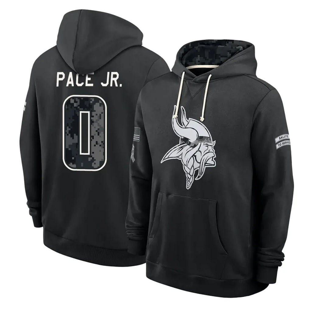 MN.Vikings #0 Ivan Pace Jr. Player 2026 Black Logo Pullover Hoodies Limited Game Cooneas Stitched Jerseys