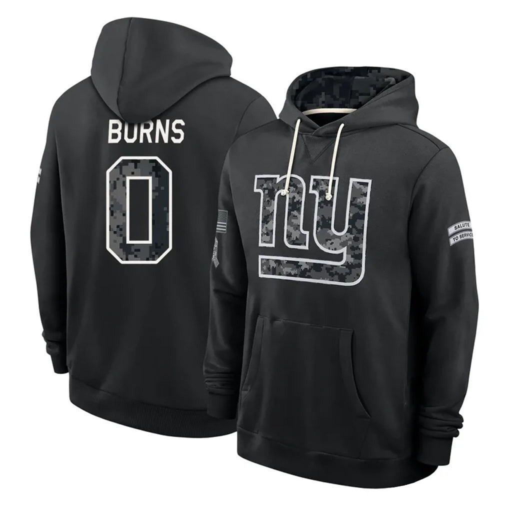 NY.Giants #0 Brian Burns Player 2026 Black Logo Pullover Hoodies Limited Game Cooneas Stitched Jerseys