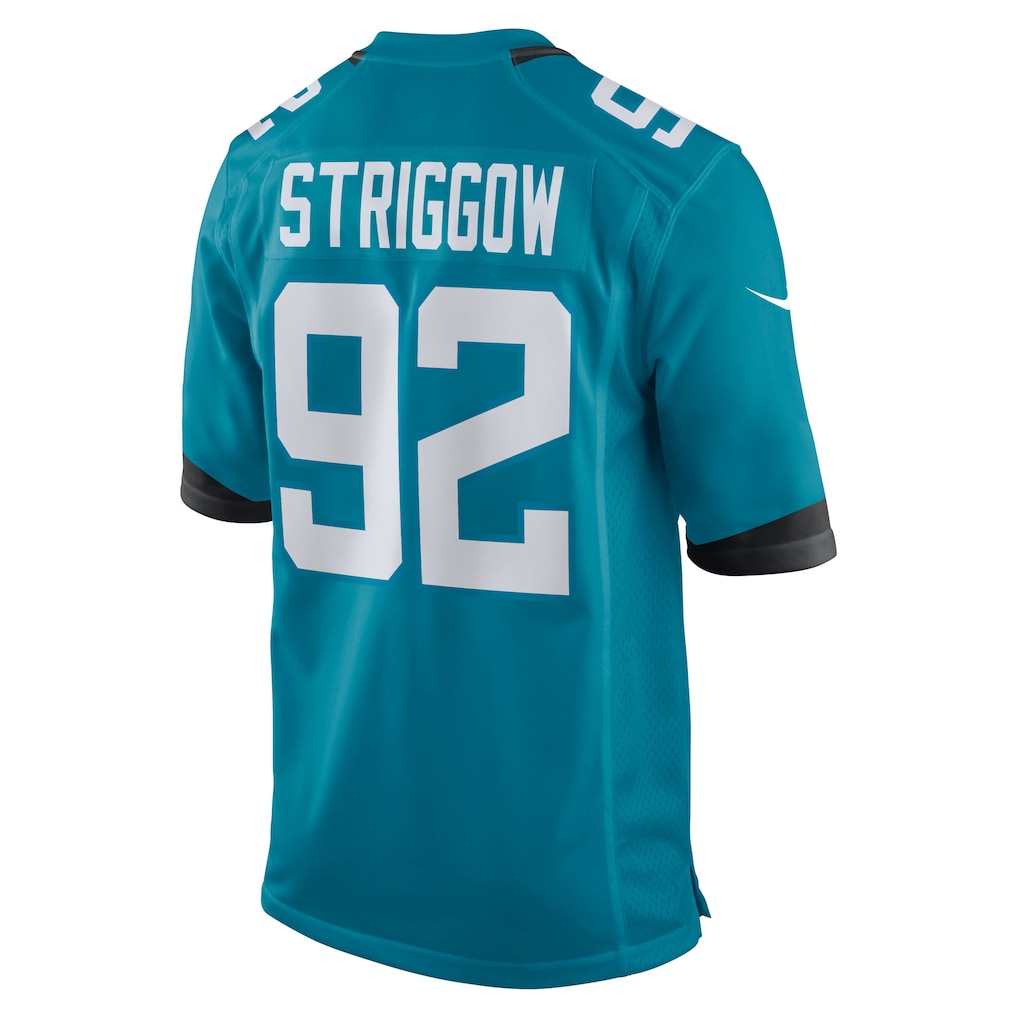 Cooneas J.Jaguars #92 Danny Striggow Teal Game Player Jersey