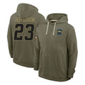 LA.Chargers #23 Tony Jefferson Player Olive Salute to Service Pullover Hoodies Limited Stitched Jerseys