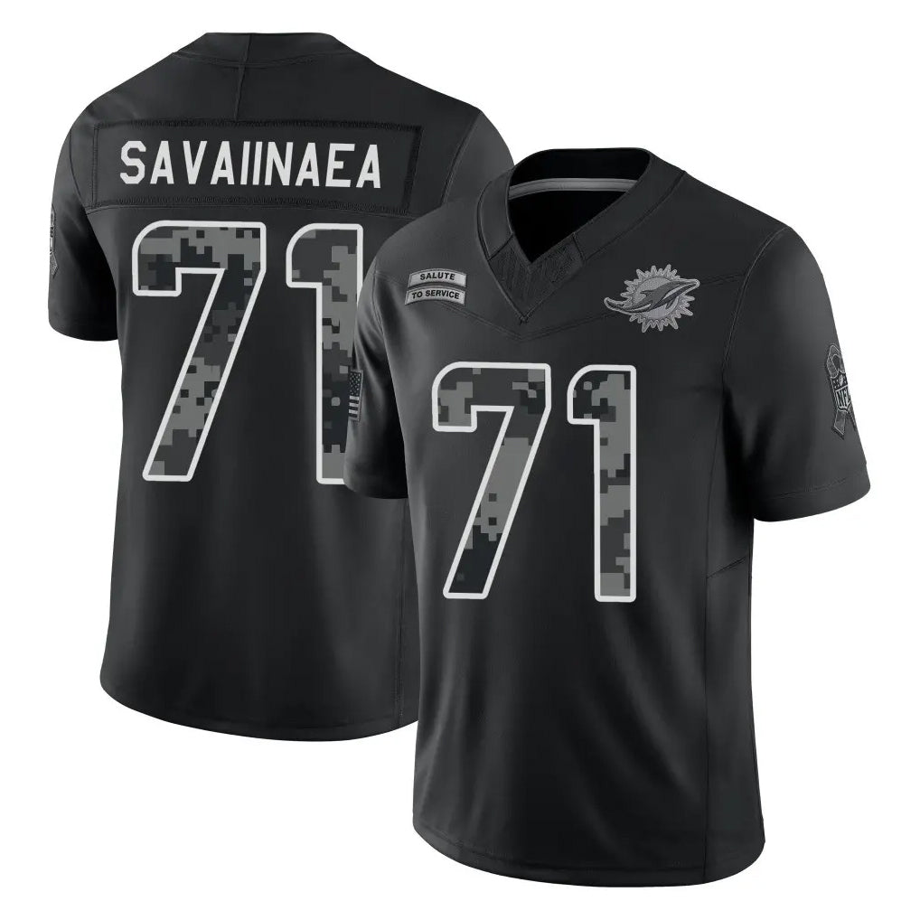 M.Dolphins #72 Jonah Savaiinaea Player Black Limited 2026 Salute to Service Home Game Cooneas Stitched Jerseys