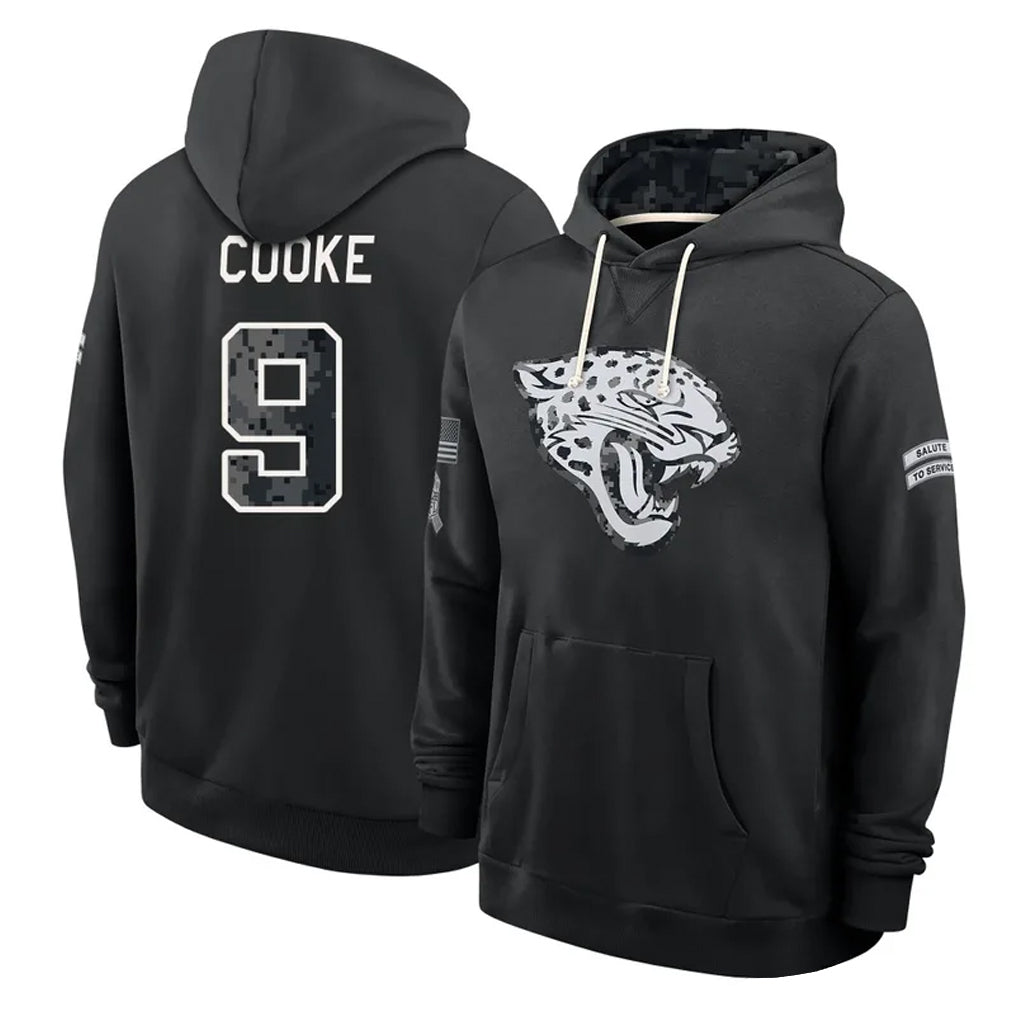 J.Jaguars #9 Logan Cooke Player 2026 Black Logo Pullover Hoodies Limited Game Cooneas Stitched Jerseys