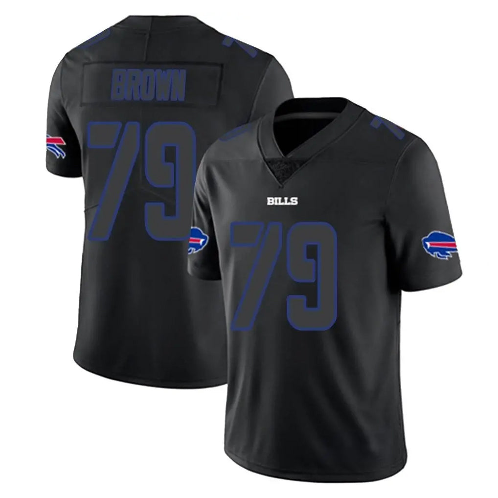 B.Bills #79 Spencer Brown Player Black Impact Limited Home Game Cooneas Stitched Jerseys