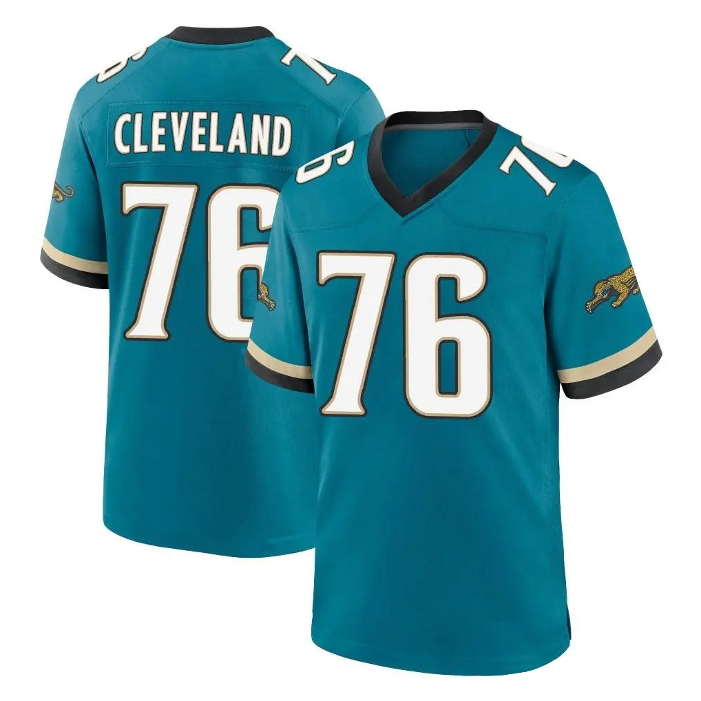 J.Jaguars #76 Ezra Cleveland Player Teal Prowler Throwback Limited Home Game Cooneas Stitched Jerseys