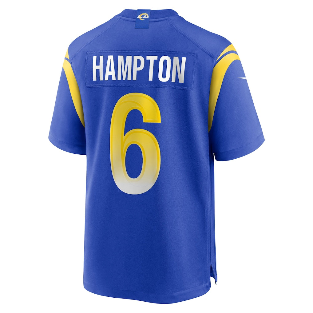 Cooneas LA.Rams #6 Rob Nick Hampton Royal Team Game Jersey
