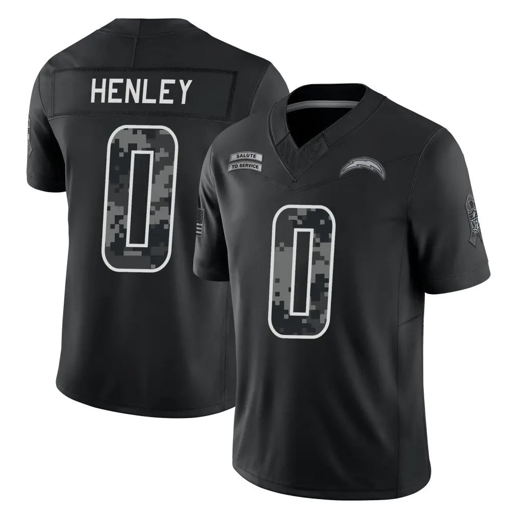 LA.Chargers #0 Daiyan Henley Player Black Limited 2026 Salute to Service Home Game Stitched Jerseys