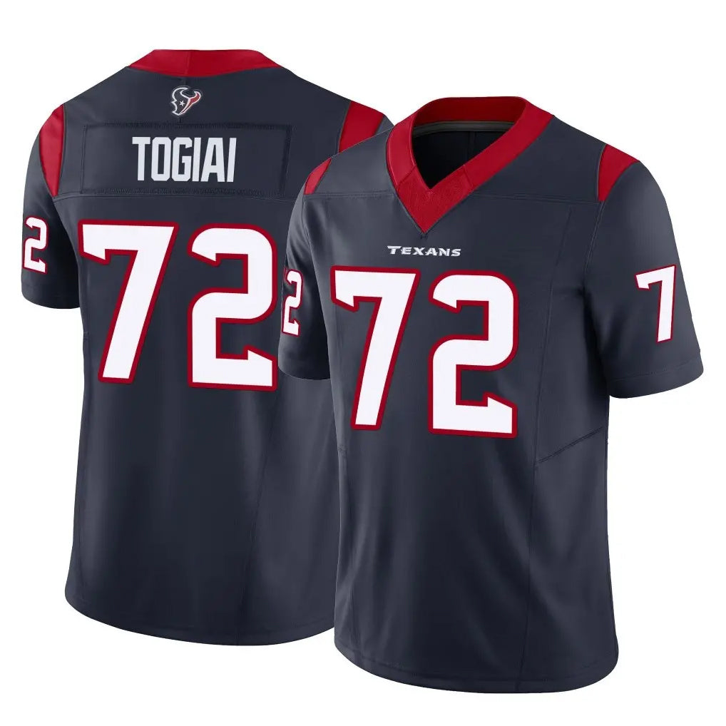 H.Texans #72 Tommy Togiai Player Navy Limited Vapor F.U.S.E. Home Game Cooneas Stitched Jerseys