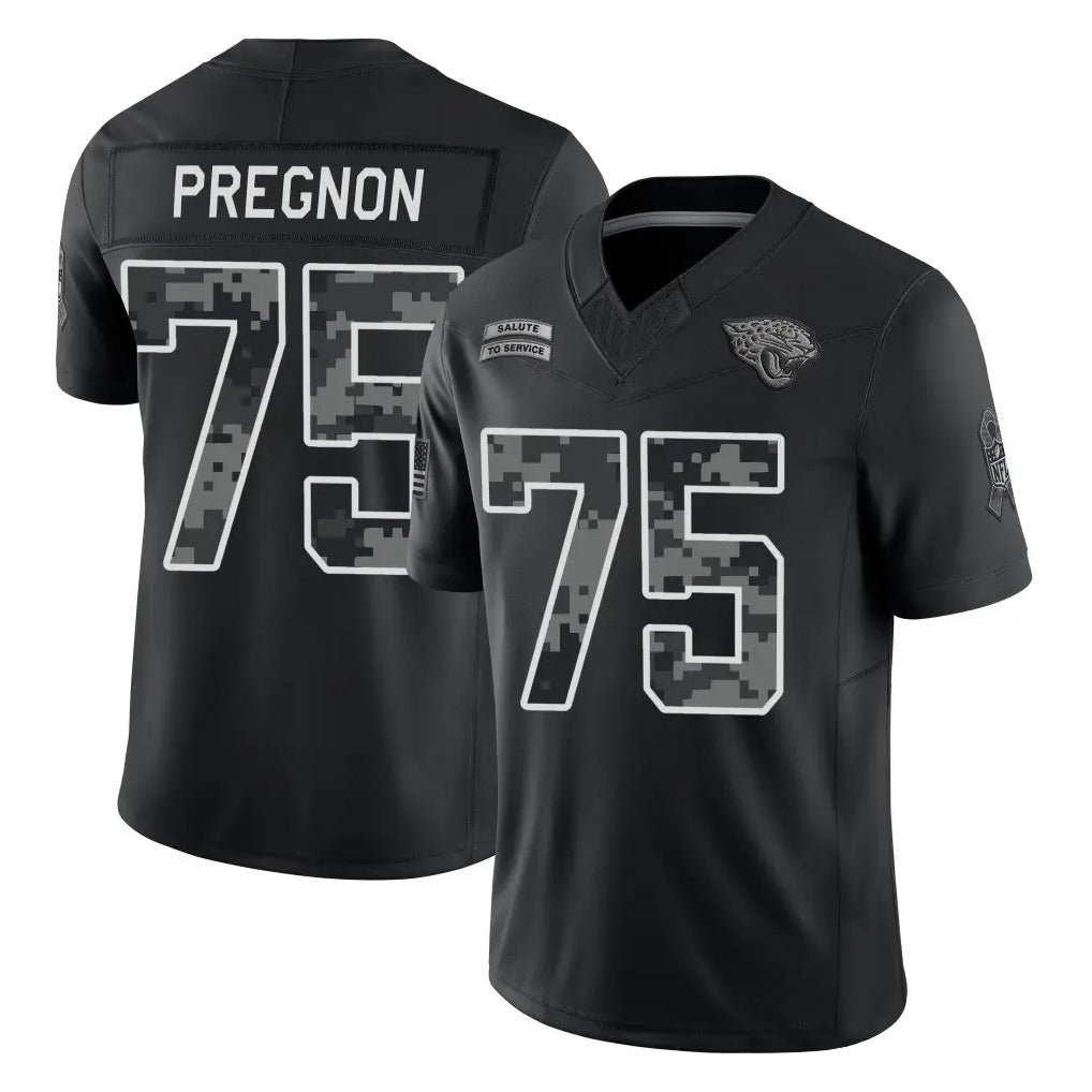 J.Jaguars #75 Emmanuel Pregnon Player Black Limited 2026 Salute to Service Home Game Cooneas Stitched Jerseys