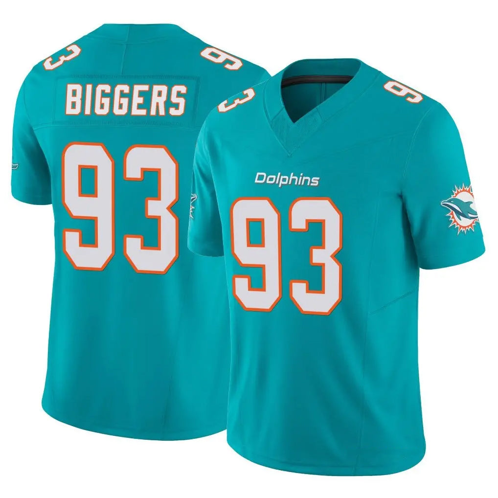 M.Dolphins #93 Zeek Biggers Player Aqua Limited Vapor F.U.S.E. Home Game Cooneas Stitched Jerseys