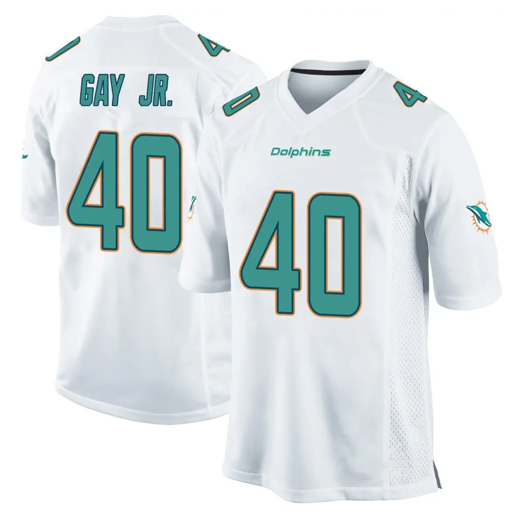 M.Dolphins #40 Willie Gay Jr. Player White Home Game Cooneas Stitched Jerseys