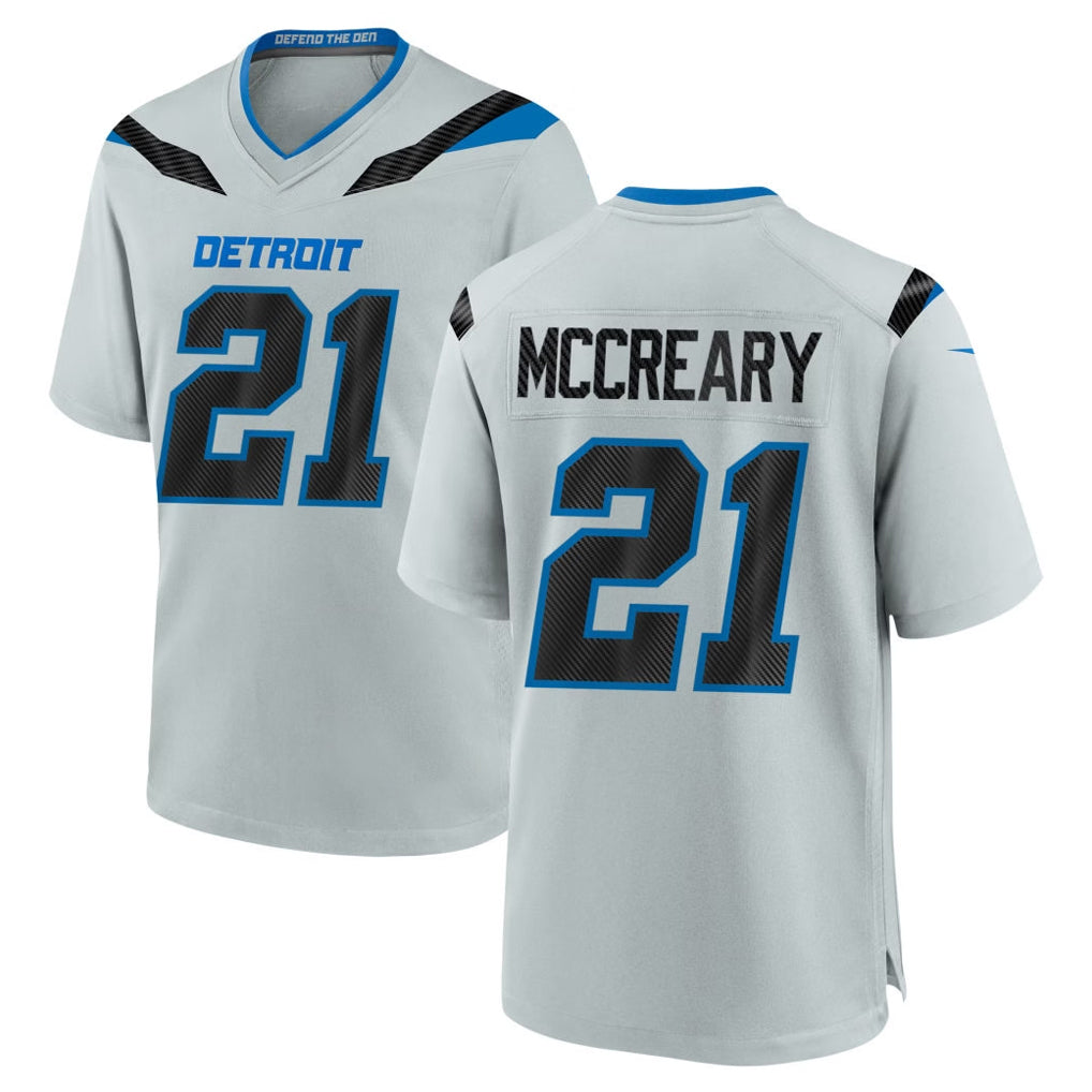 D.Lions #21 Roger McCreary Player Silver 2026 Rivalries Collection Home Game Cooneas Stitched Jerseys