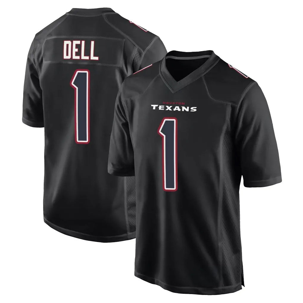 H.Texans #1 Tank Dell Player Black Fashion Home Game Cooneas Stitched Jerseys