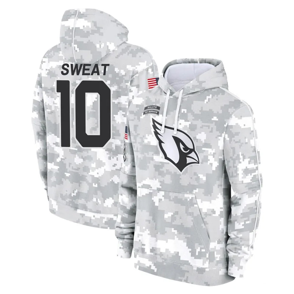 A.Cardinals #10 Josh Sweat Player Arctic Camo Limited Salute to Service Pullover Hoodies Game Cooneas Stitched Jerseys