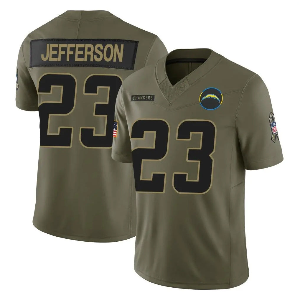 LA.Chargers #23 Tony Jefferson Player Olive 2025 Salute To Service Limited Game Stitched Jerseys