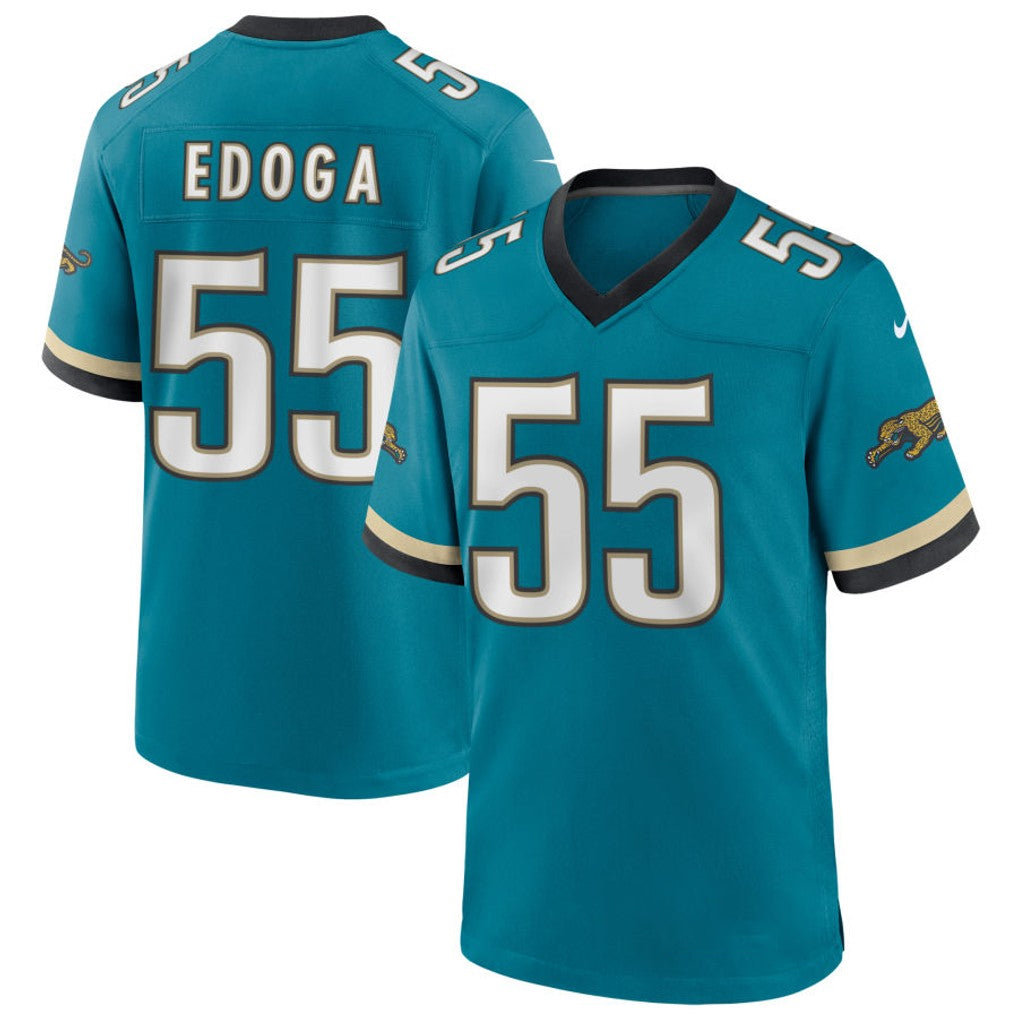 Cooneas J.Jaguars #55 Chuma Edoga Teal Game Jersey