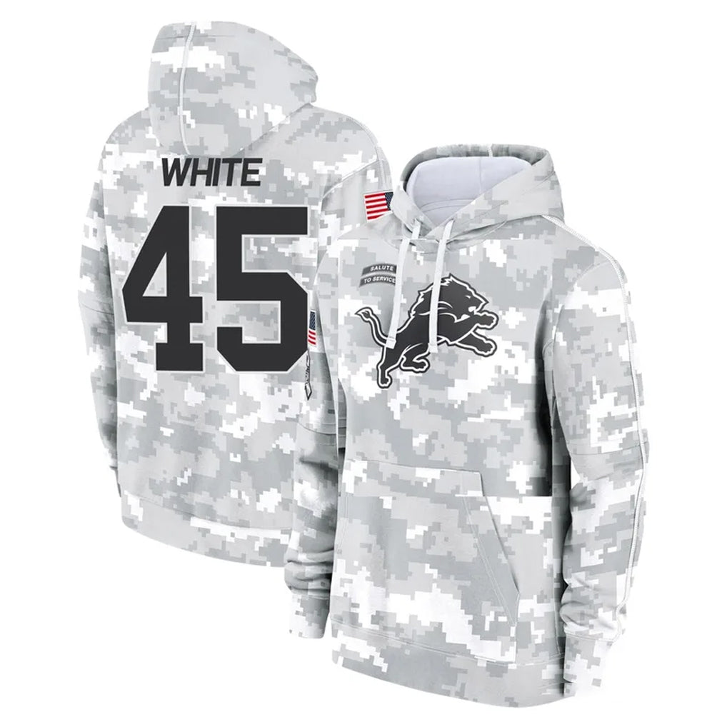 D.Lions #45 Devin White Player Arctic Camo Salute to Service Hoodies Limited Game Cooneas Stitched Jerseys