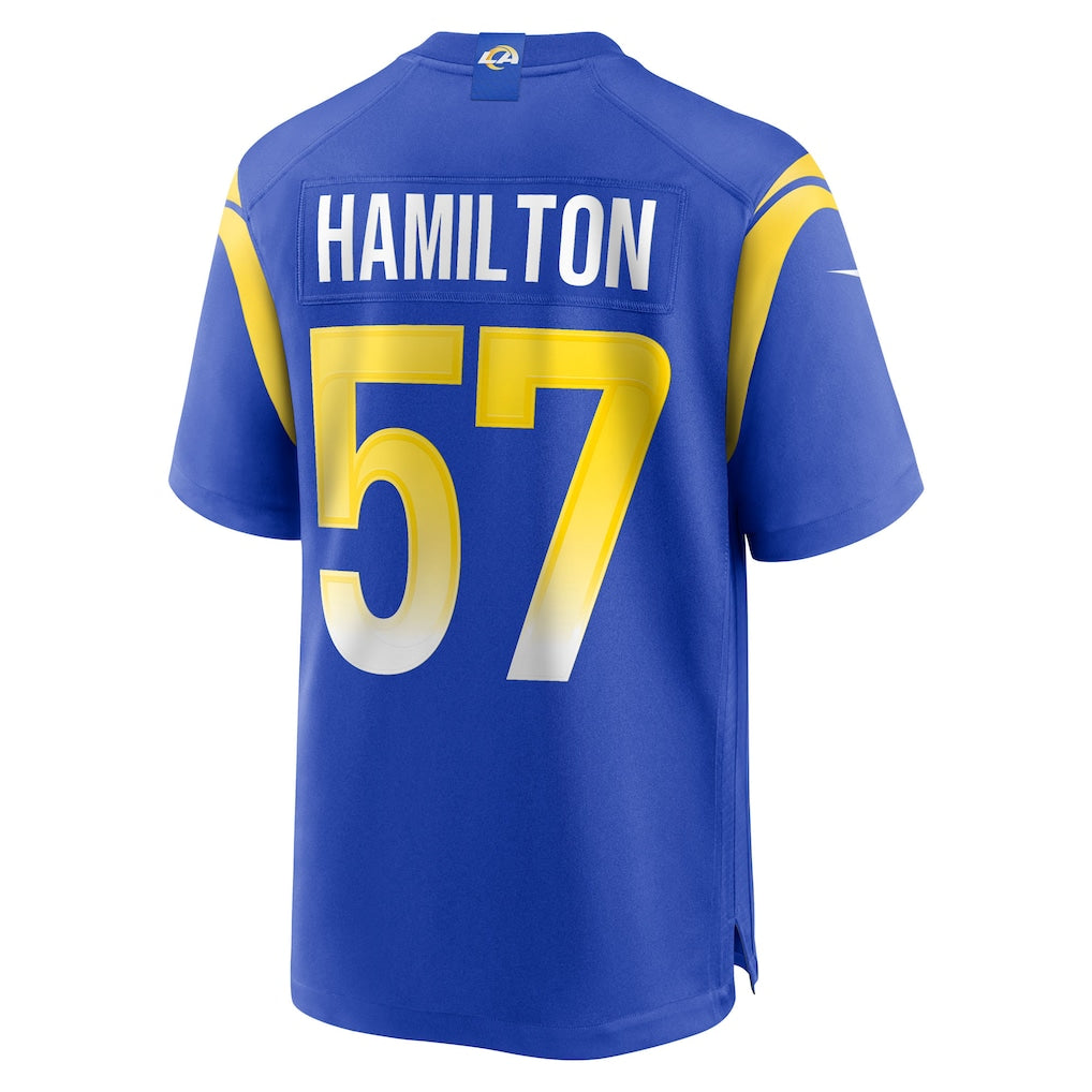 Cooneas LA.Rams #57 Ty Hamilton Royal Team Game Jersey