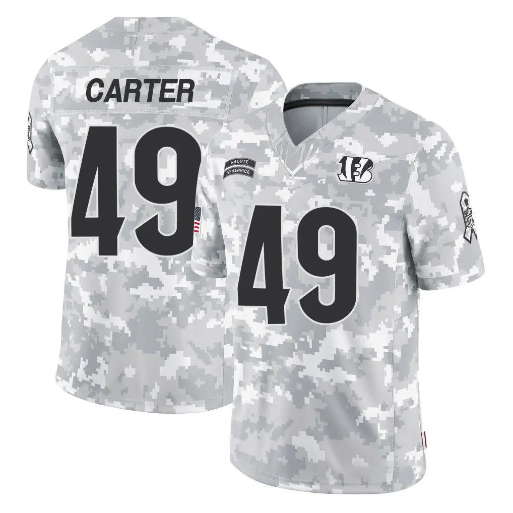 C.Bengals #49 Barrett Carter Player Arctic Camo Salute to Service Limited Cooneas Stitched Jerseys
