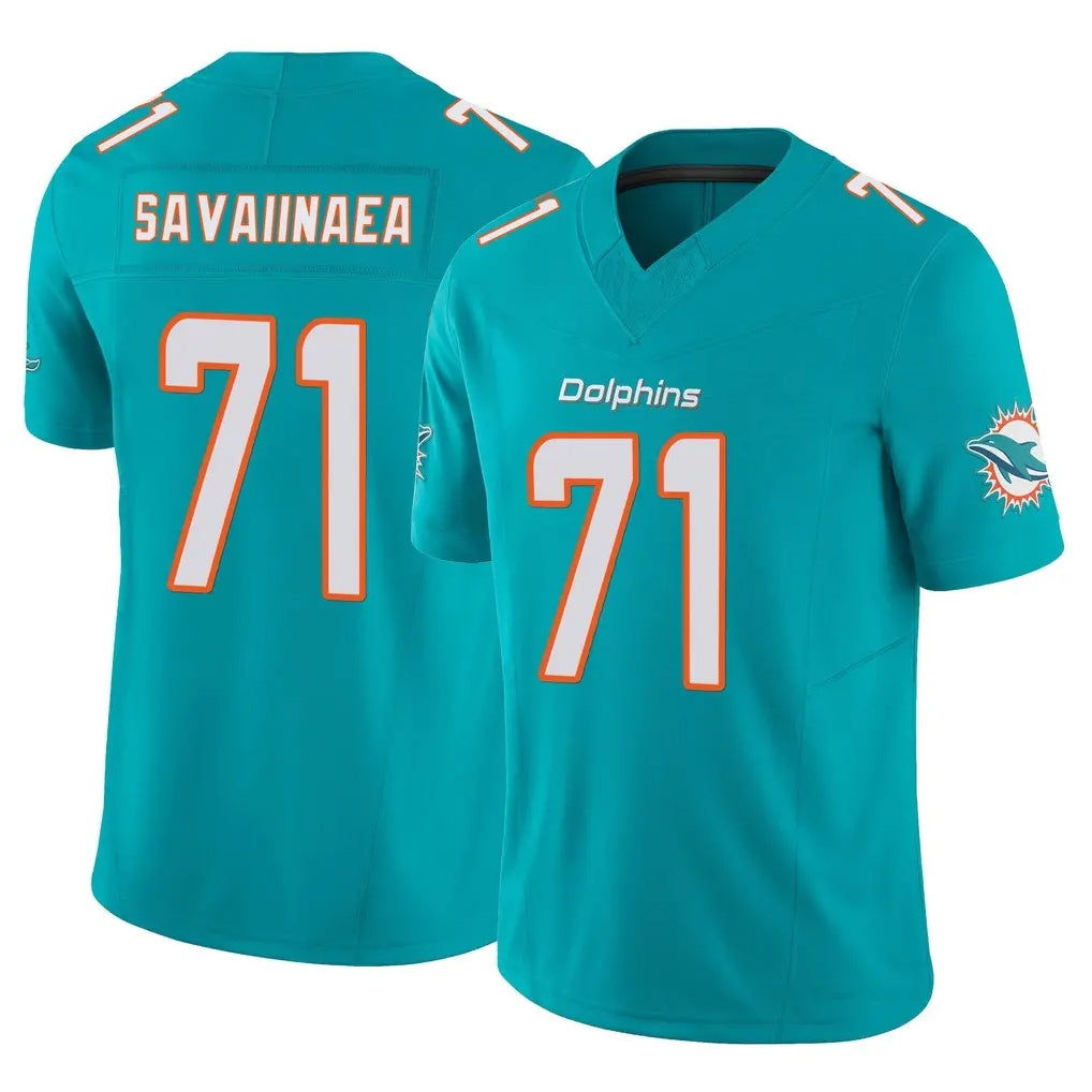 M.Dolphins #71 Jonah Savaiinaea Player Aqua Limited Vapor F.U.S.E. Home Game Cooneas Stitched Jerseys
