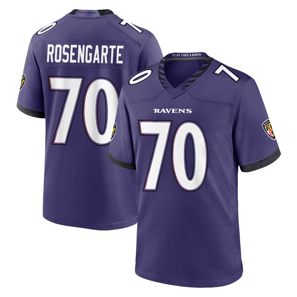 B.Ravens #70 Roger Rosengarten Player Purple Limited Home Game Cooneas Stitched Jerseys