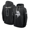 MN.Vikings #1 Kyler Murray Player 2026 Black Logo Pullover Hoodies Limited Game Cooneas Stitched Jerseys