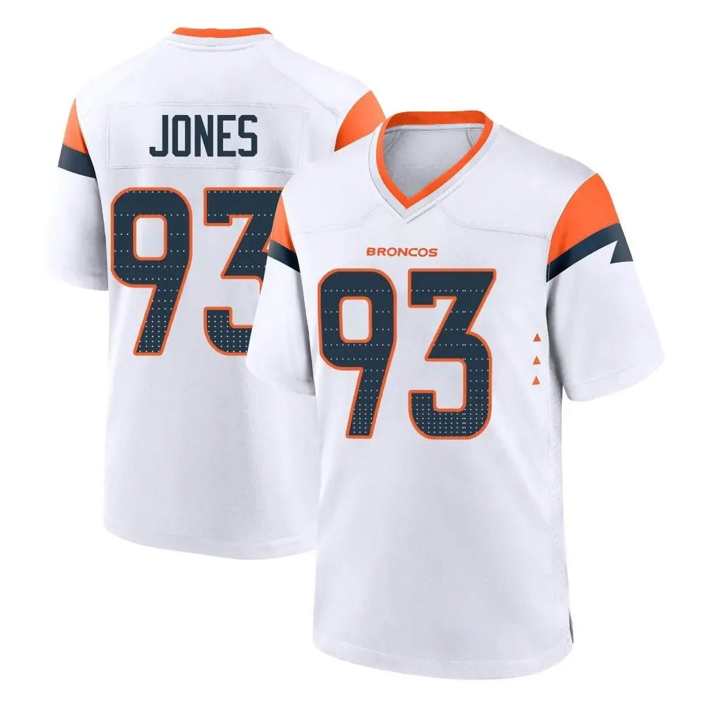 D.Broncos #93 D.J. Jones Player White Home Game Cooneas Stitched Jerseys