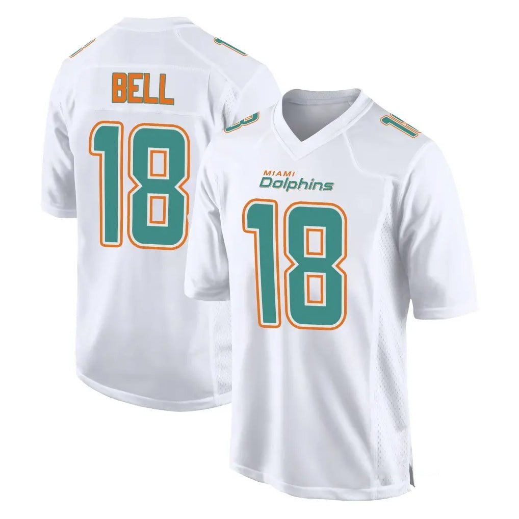 M.Dolphins #18 Chris Bell Player White Fashion Home Game Cooneas Stitched Jerseys