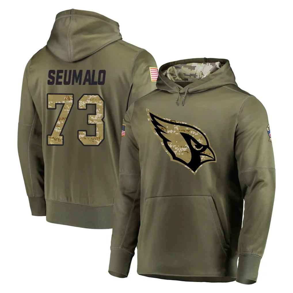 A.Cardinals #73 Isaac Seumalo Player Olive Salute to Service Pullover Hoodie Home Game Cooneas Stitched Jerseys