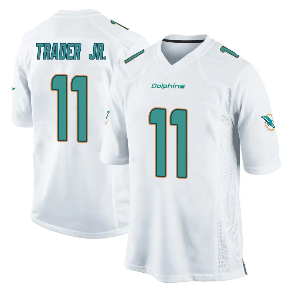 M.Dolphins #11 Dante Trader Jr. Player White Home Game Cooneas Stitched Jerseys