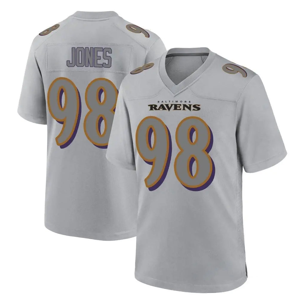B.Ravens #98 Travis Jones Player Gray Color Rush Vapor Untouchable Game Cooneas Stitched Jerseys