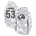 LA.Rams #53 Nate Landman Player Arctic Camo Salute to Service Hoodies Limited Game Cooneas Stitched Jerseys