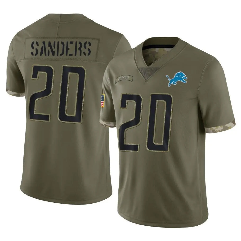 D.Lions #20 Barry Sanders Player Olive Salute To Service Limited Cooneas Stitched Jerseys