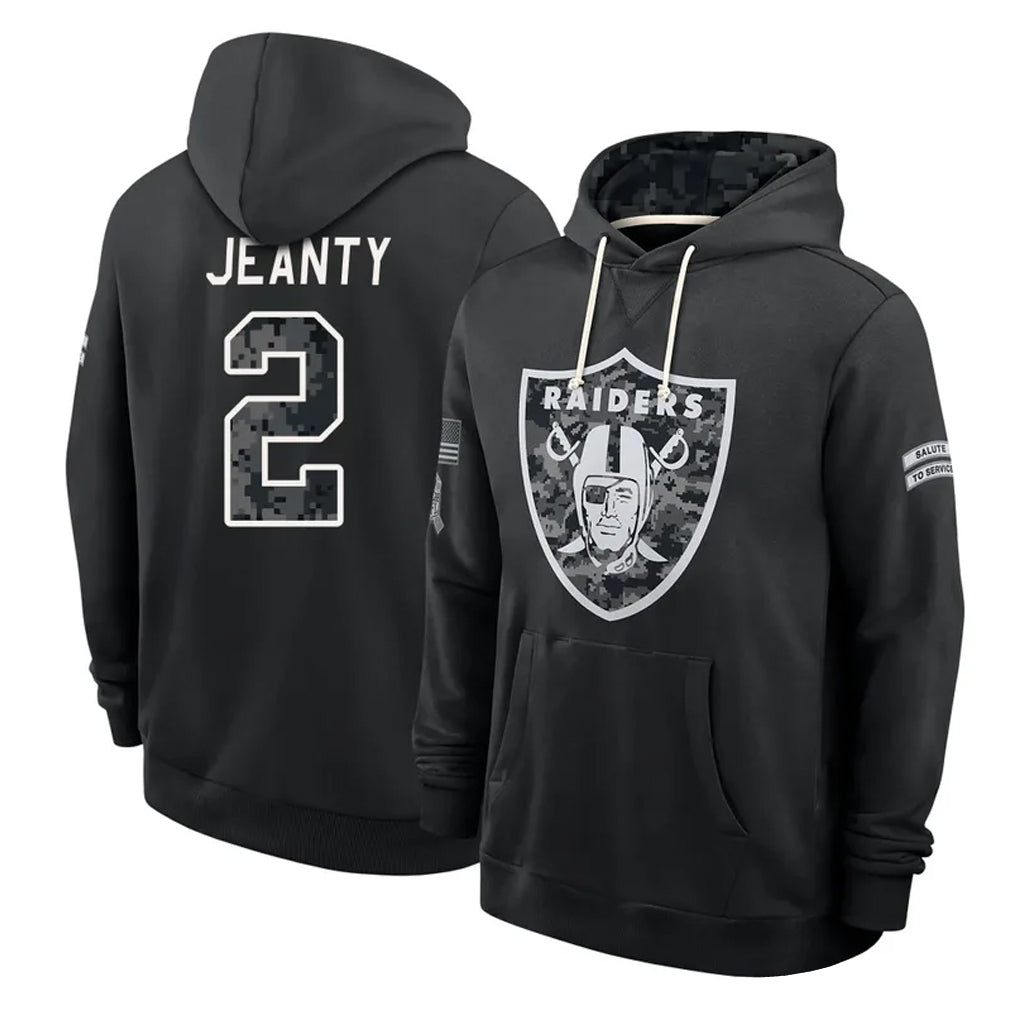LV.Raiders #2 Ashton Jeanty Player 2026 Black Logo Pullover Hoodies Limited Game Stitched Jerseys
