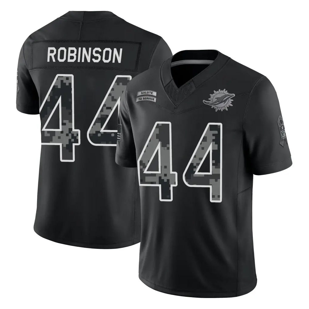 M.Dolphins #44 Chop Robinson Player Black Limited 2026 Salute to Service Home Game Cooneas Stitched Jerseys