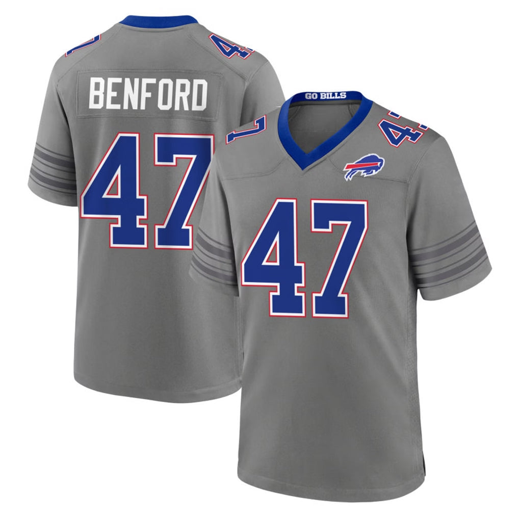 B.Bills #47 Christian Benford Player Gray Nickel City Home Game Cooneas Stitched Jerseys