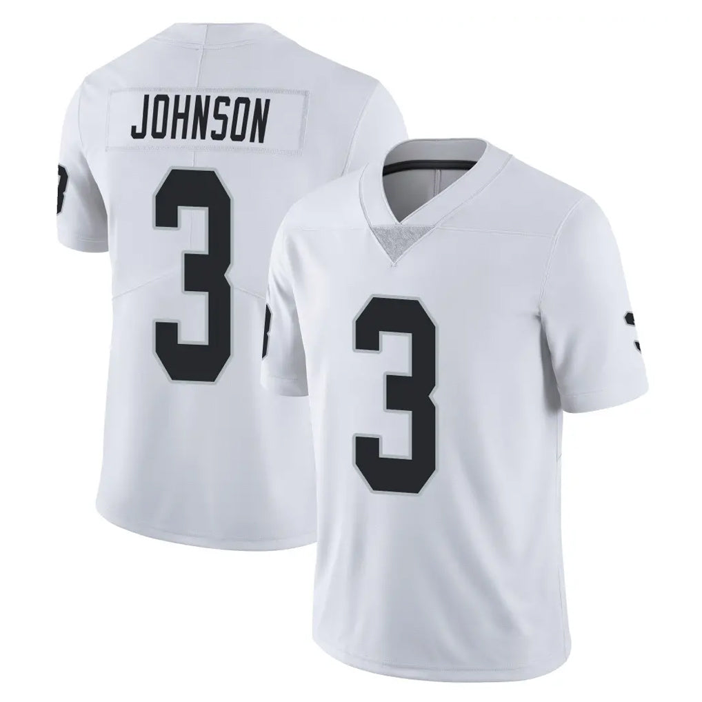 LV.Raiders #3 Taron Johnson Player White Limited Vapor Untouchable Home Game Stitched Jerseys