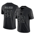 C.Panthers #63 Rasheed Walker Player Black Limited Reflective Game Cooneas Stitched Jerseys