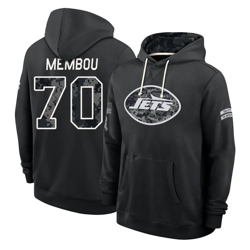 NY.Jets #70 Armand Membou Player 2026 Black Logo Pullover Hoodies Limited Game Cooneas Stitched Jerseys