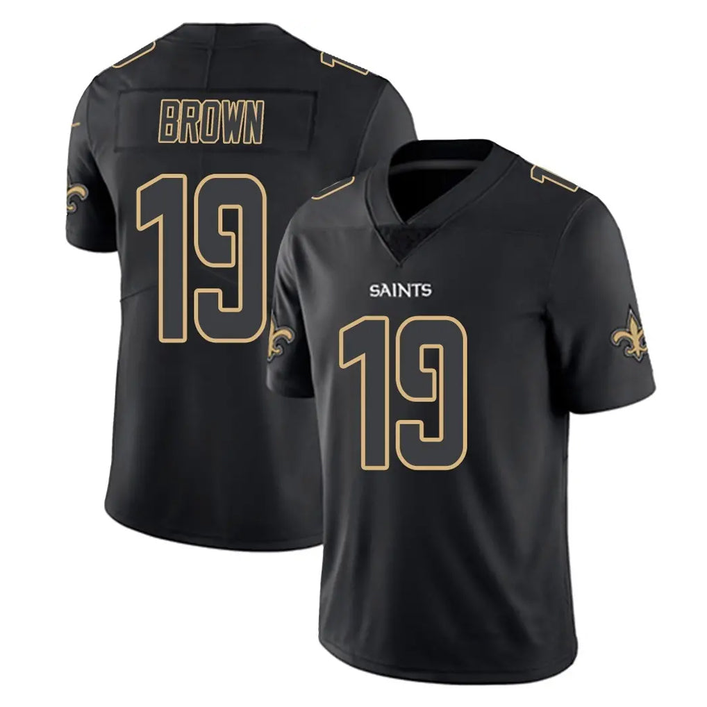 NO.Saints #19 Barion Brown Player Black Impact Limited Home Game Cooneas Stitched Jerseys