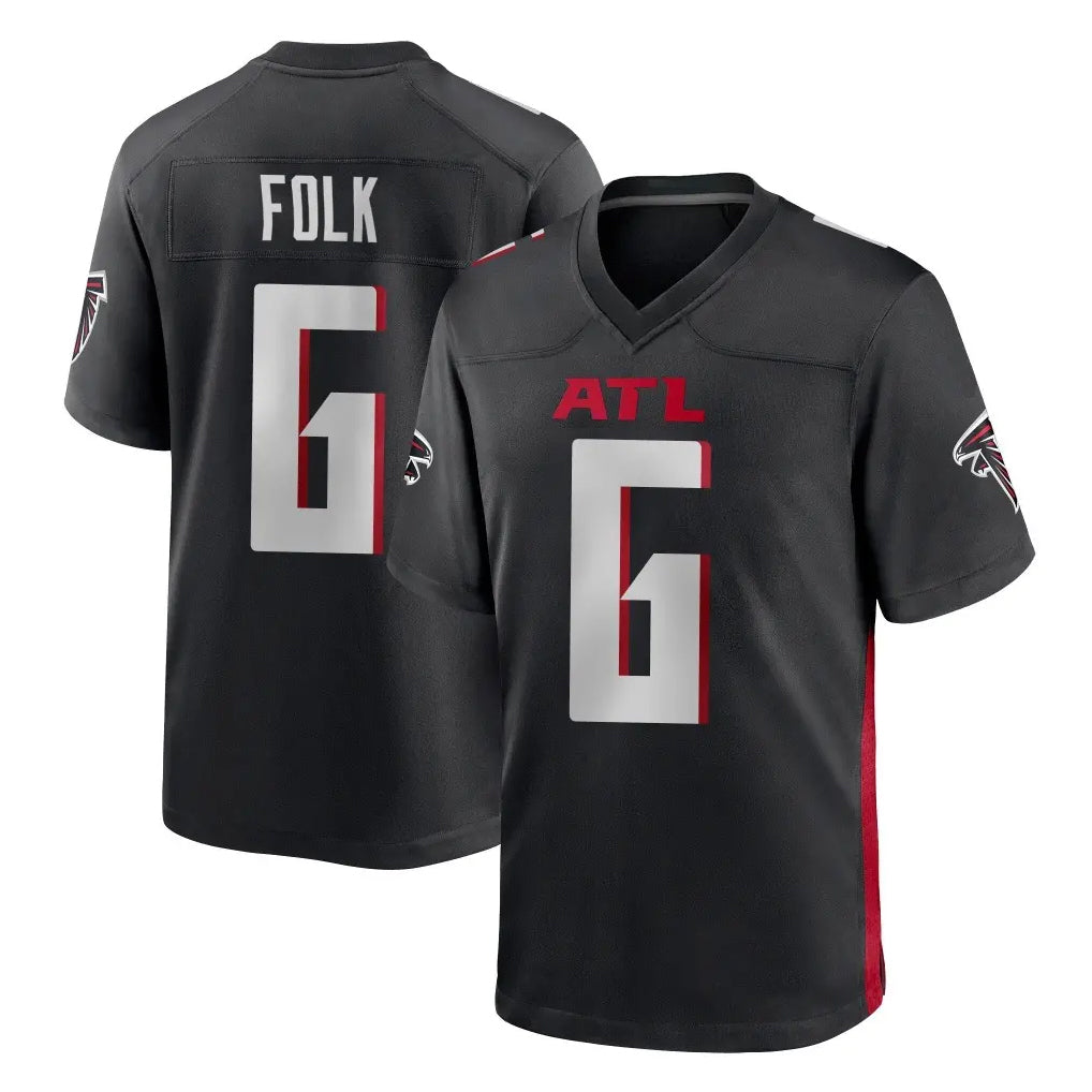 A.Falcons #6 Nick Folk Player Black Home Game Cooneas Stitched Jerseys