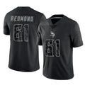 MN.Vikings #61 Jalen Redmond Player Black Reflective LImited Home Game Cooneas Stitched Jerseys