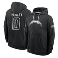 LA.Chargers #0 Daiyan Henley Player 2026 Black Logo Pullover Hoodies Limited Game Stitched Jerseys