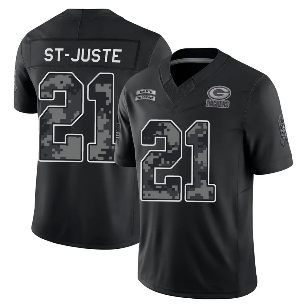 GB.Packers #21 Benjamin St-Juste Player Black Limited 2026 Salute to Service Home Game Cooneas Stitched Jerseys