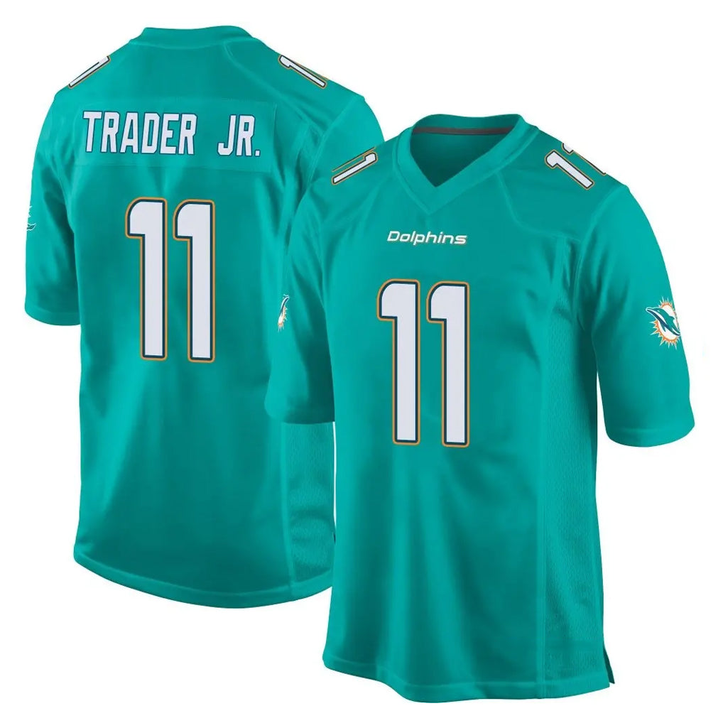 M.Dolphins #11 Dante Trader Jr. Player Aqua Team Color Home Game Cooneas Stitched Jerseys