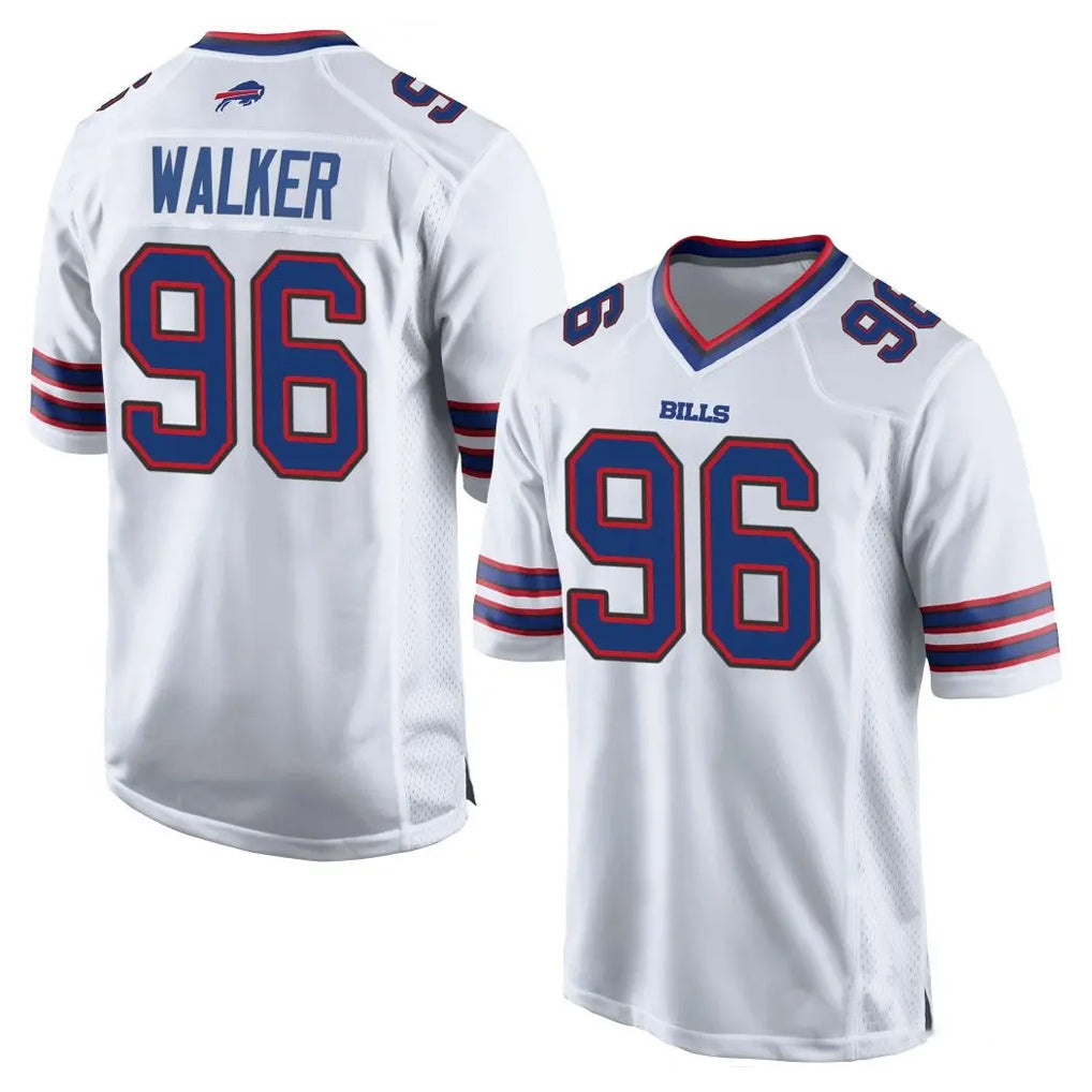B.Bills #96 Deone Walker Player White Home Game Cooneas Stitched Jerseys