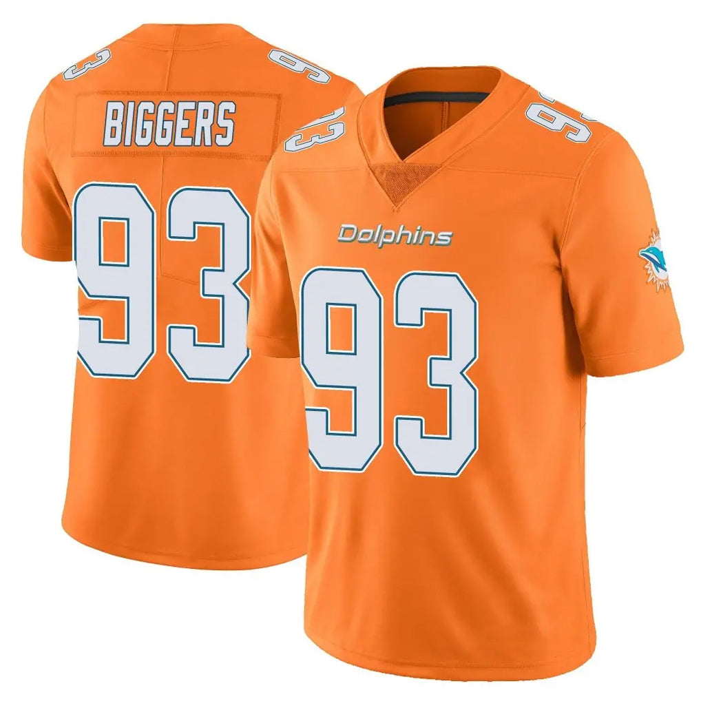 M.Dolphins #93 Zeek Biggers Player Orange Limited Home Game Cooneas Stitched Jerseys